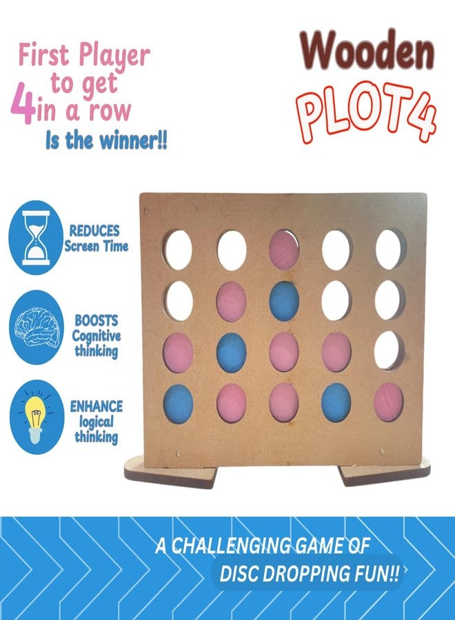 *MUKESH*- Wooden Strike 4, Plot 4, Classic Travel disc Dropping Game, 4 in a Row, Connect Game, Strategy Board Games, Toys for Kids and Adults, 2 Players, Ages 5+ Years, Multicolour (BIS Verified) - Image 2